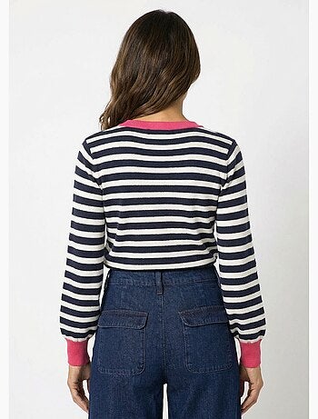 Pull rayé fantaisie à manches longues