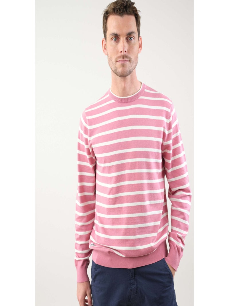 Pull rayé homme en coton 'Deeluxe' Rose - Kiabi
