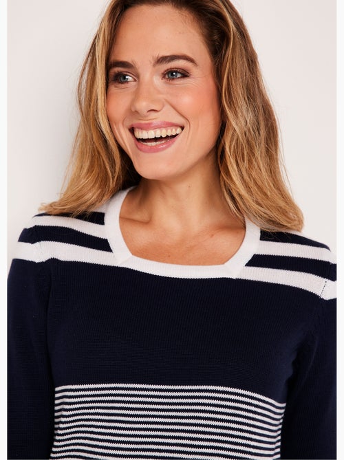 Pull rayé manches 3/4 coton - Afibel - Kiabi