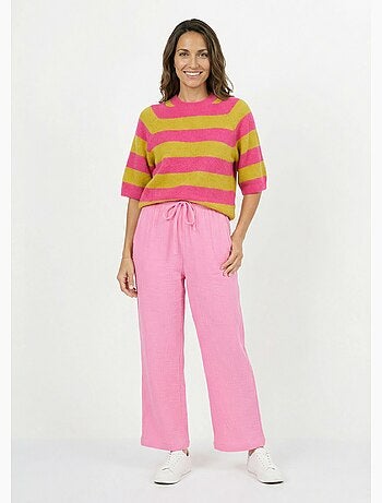 Pull rayé manches courtes avec laine - AFIBEL