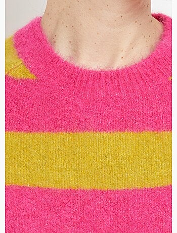 Pull rayé manches courtes avec laine - AFIBEL