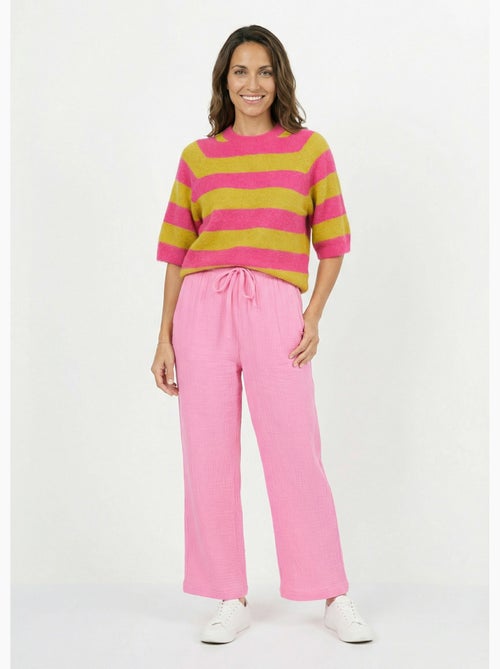 Pull rayé manches courtes avec laine - AFIBEL - Kiabi