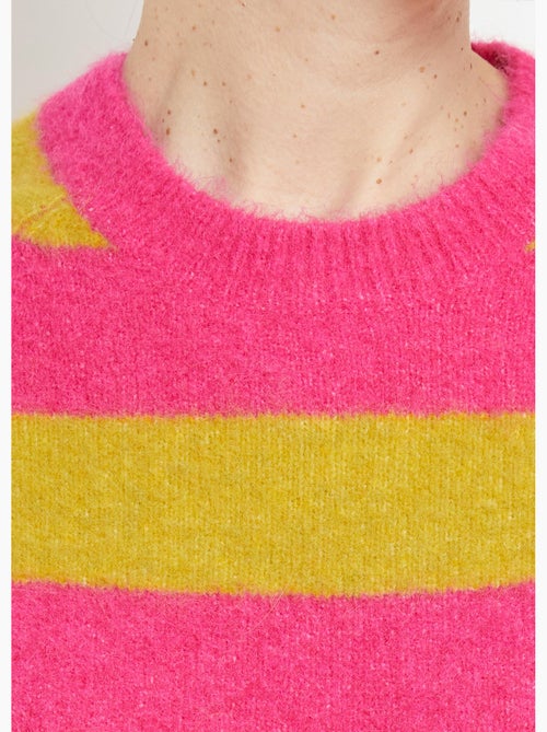 Pull rayé manches courtes avec laine - AFIBEL - Kiabi