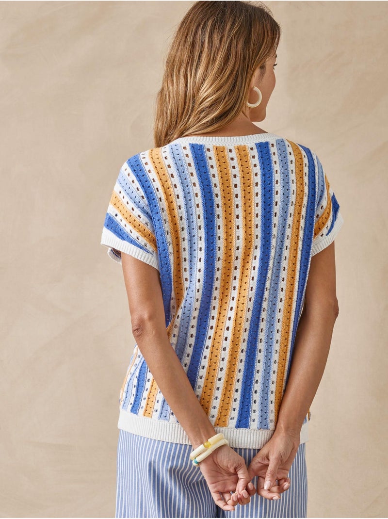 Pull rayé manches T - DAXON Ecru - Kiabi
