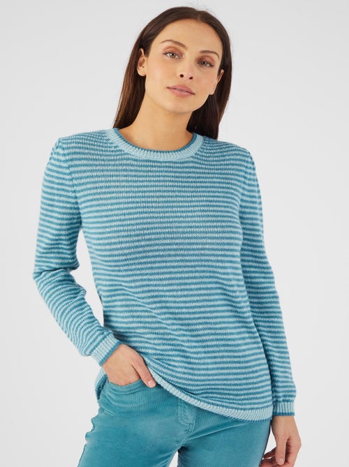 Pull rayé mélange laine - Damart - Kiabi