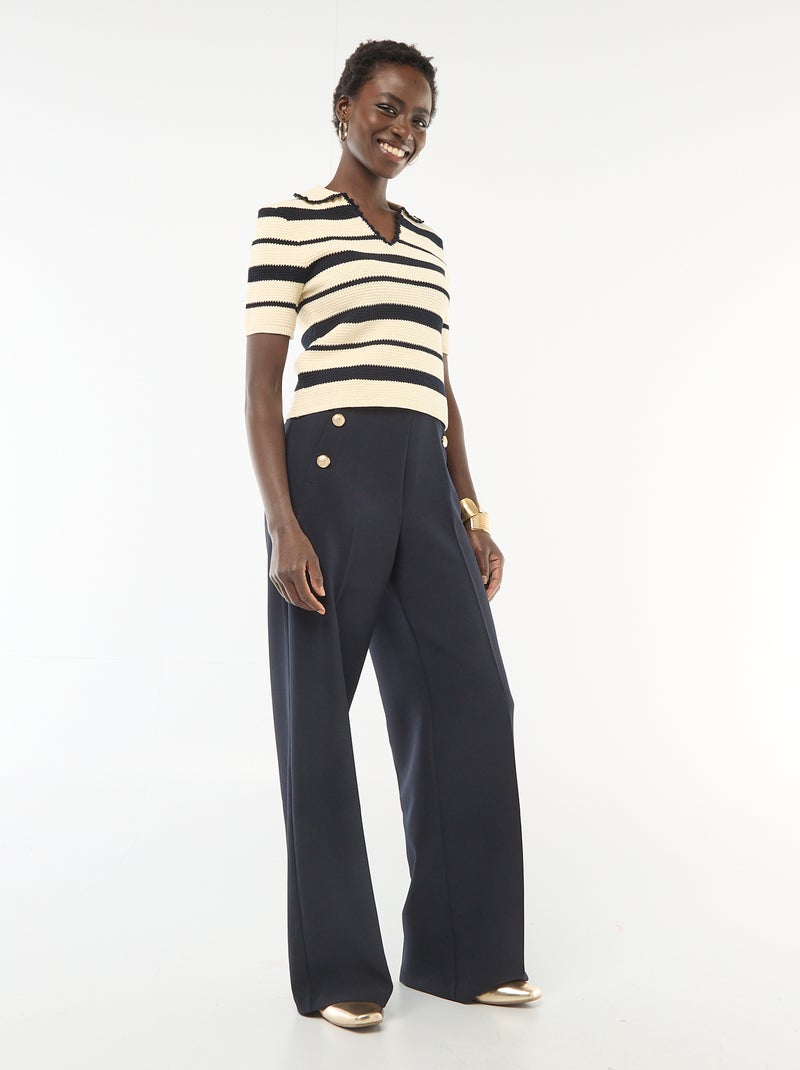 Pull rayé sans manches col polo Beige - Kiabi
