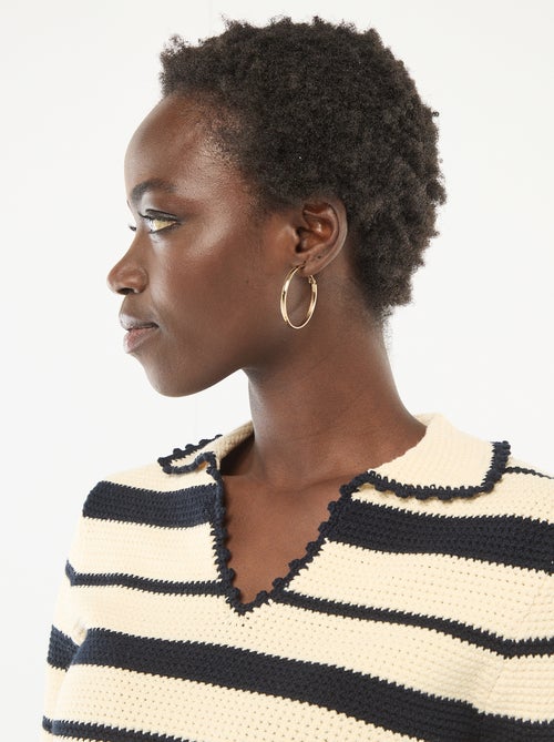 Pull rayé sans manches col polo - Kiabi