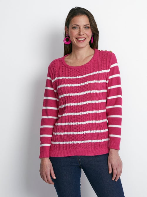 Pull rayures et boutons esprit marinière - Afibel - Kiabi