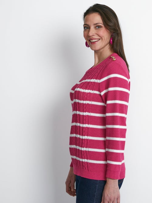 Pull rayures et boutons esprit marinière - Afibel - Kiabi