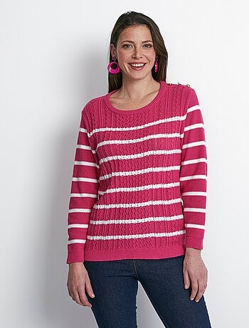 Pull rayures et boutons esprit marinière