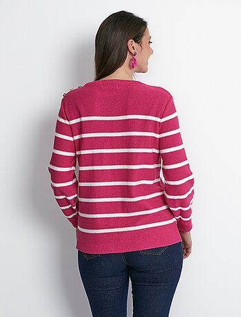 Pull rayures et boutons esprit marinière
