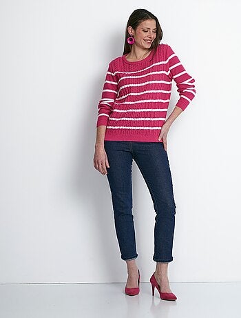 Pull rayures et boutons esprit marinière