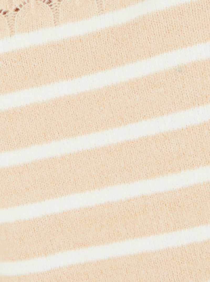 Pull rayures et maille ajourée Thermolactyl - Damart Beige - Kiabi