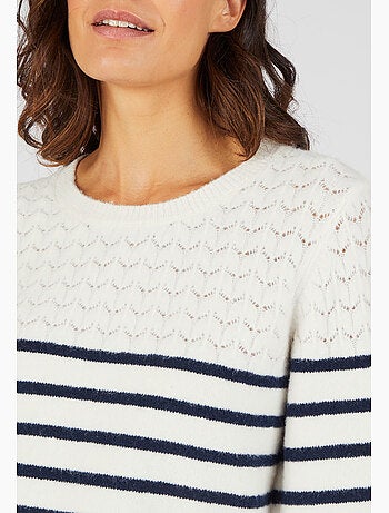Pull rayures et maille ajourée Thermolactyl - Damart