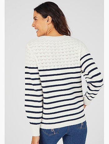 Pull rayures et maille ajourée Thermolactyl - Damart