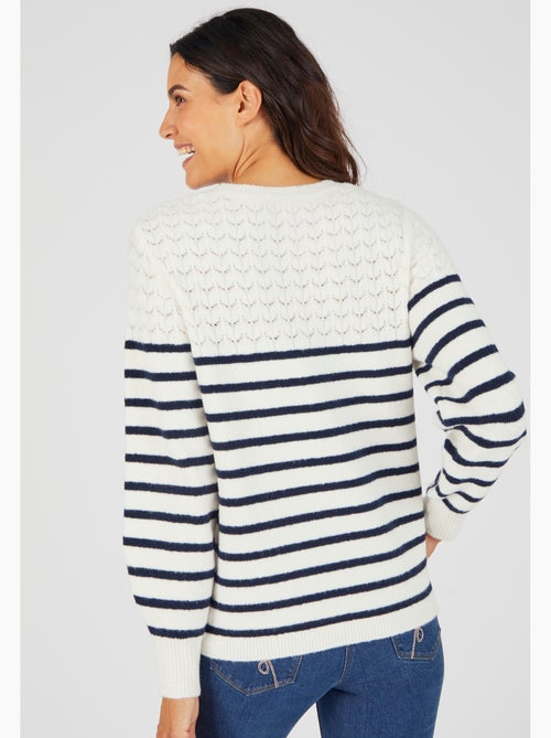 Pull rayures et maille ajourée Thermolactyl - Damart - Kiabi