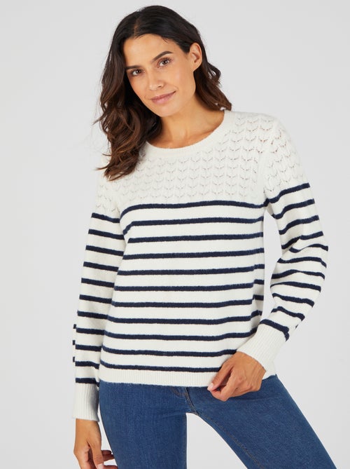 Pull rayures et maille ajourée Thermolactyl - Damart - Kiabi