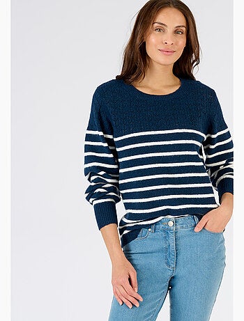 Pull rayures et maille ajourée Thermolactyl - Damart