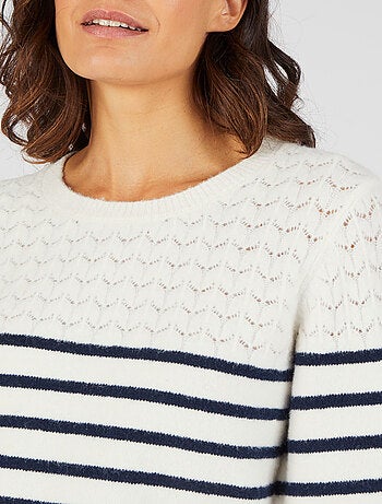 Pull rayures et maille ajourée Thermolactyl - Damart