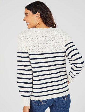 Pull rayures et maille ajourée Thermolactyl - Damart