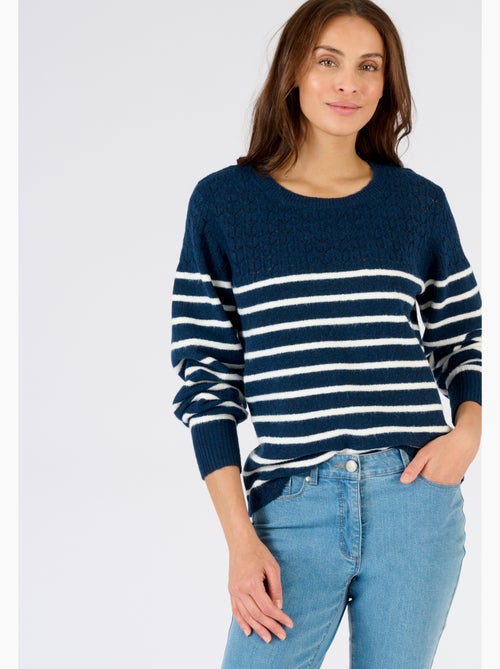 Pull rayures et maille ajourée Thermolactyl - Damart - Kiabi