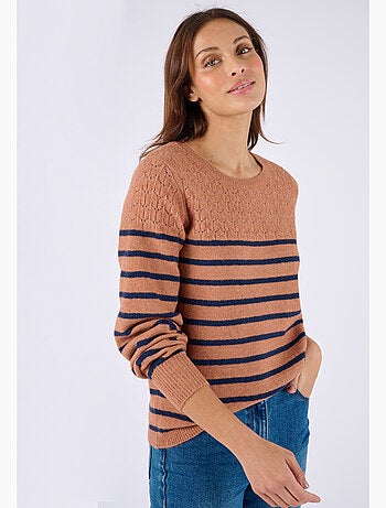 Pull rayures et maille ajourée Thermolactyl - Damart