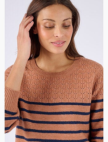 Pull rayures et maille ajourée Thermolactyl - Damart