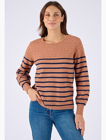 Pull rayures et maille ajourée Thermolactyl - Damart