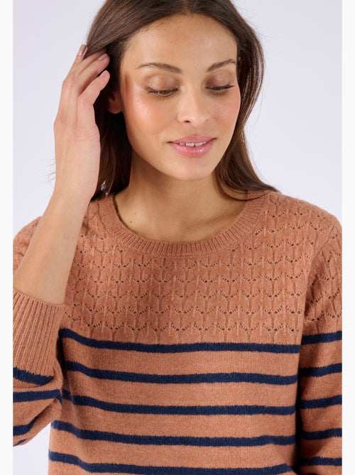 Pull rayures et maille ajourée Thermolactyl - Damart - Kiabi