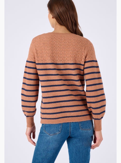 Pull rayures et maille ajourée Thermolactyl - Damart - Kiabi