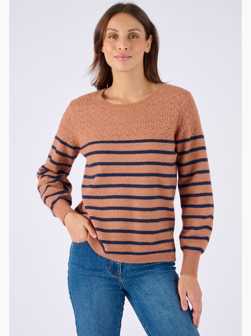 Pull rayures et maille ajourée Thermolactyl - Damart - Kiabi