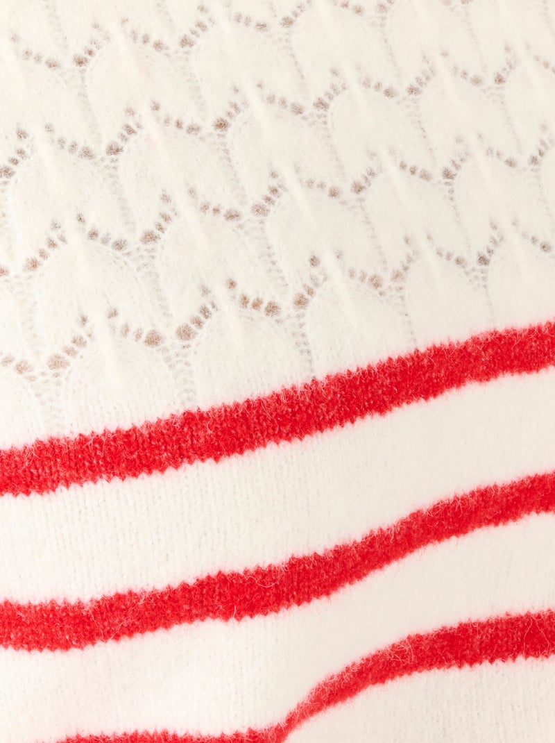 Pull rayures et maille ajourée Thermolactyl - Damart Rouge - Kiabi