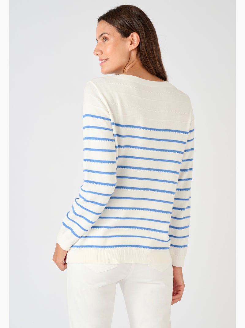 Pull rayures fantaisie - Damart Bleu - Kiabi