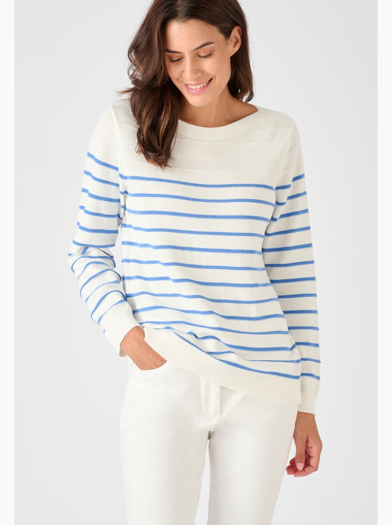 Pull rayures fantaisie - Damart Bleu - Kiabi