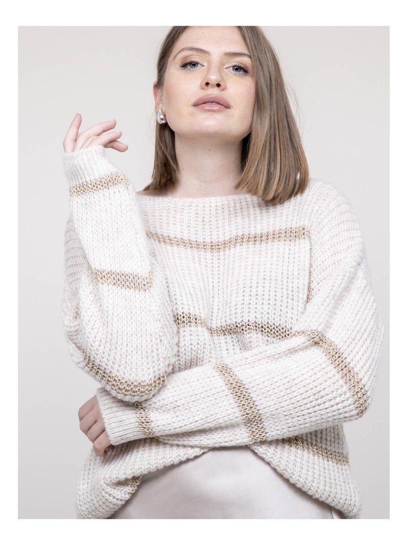 Pull rayures KASTELLA Ecru - Kiabi