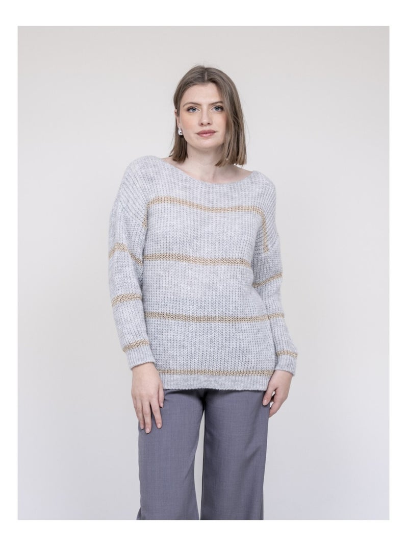 Pull rayures KASTELLA Gris - Kiabi