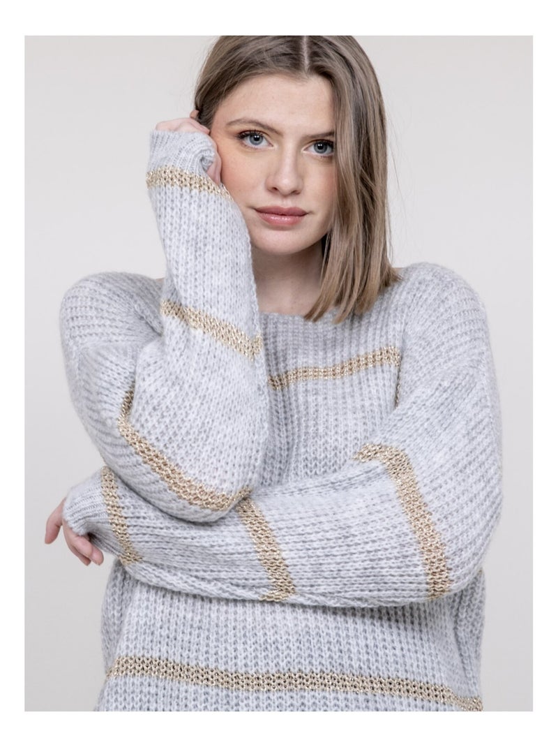 Pull rayures KASTELLA Gris - Kiabi