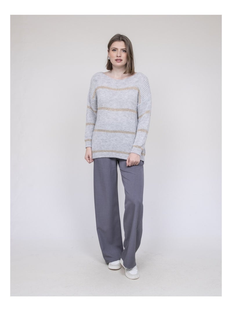 Pull rayures KASTELLA Gris - Kiabi