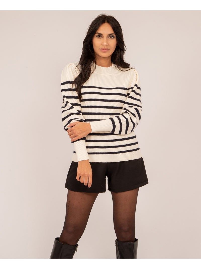 Pull rayures KERVIGNAC Ecru - Kiabi