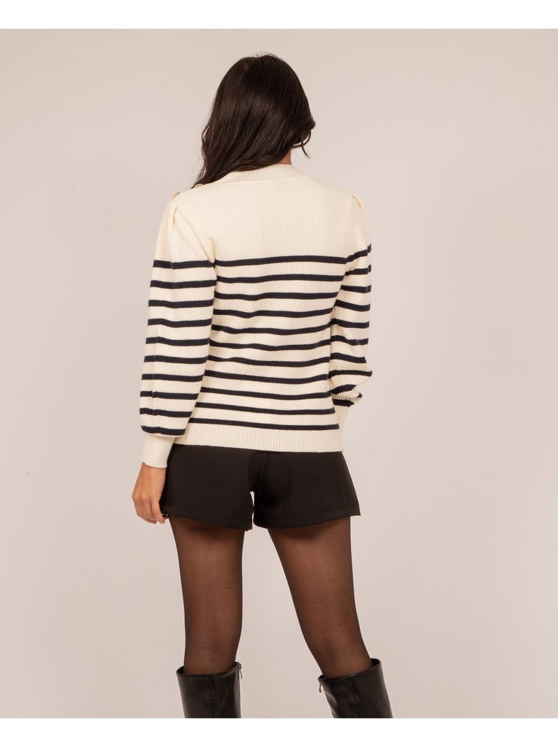 Pull rayures KERVIGNAC Ecru - Kiabi