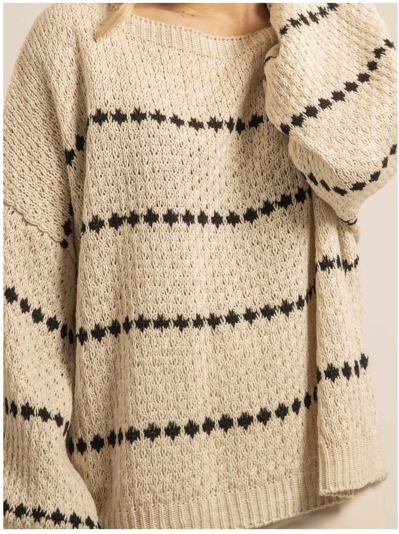 Pull rayures KISA Beige - Kiabi