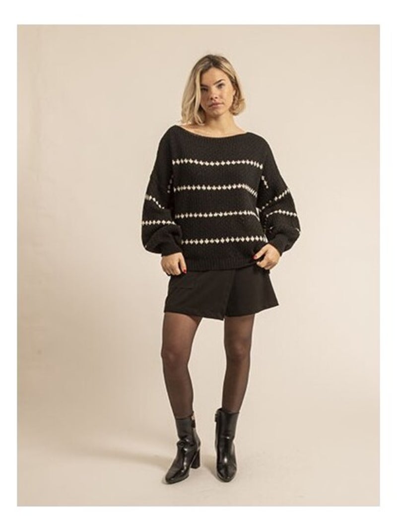 Pull rayures KISA Noir - Kiabi