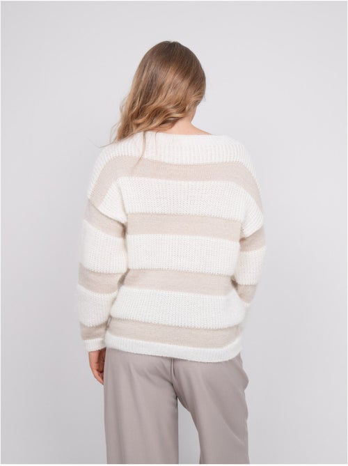 Pull rayures larges maille duveteuse klodel - Kiabi Pull rayures larges maille duveteuse klodel - Kiabi