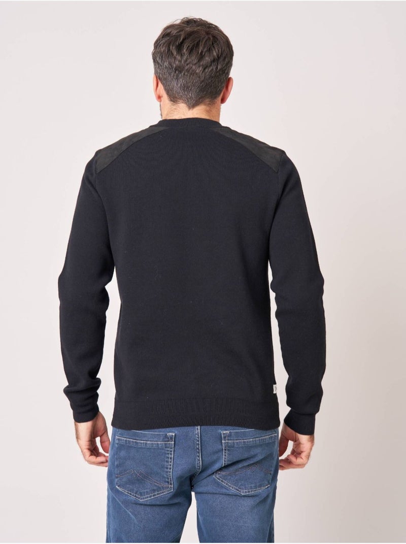 Pull regular homme col montant poche zippée 'deeluxe' Noir - Kiabi