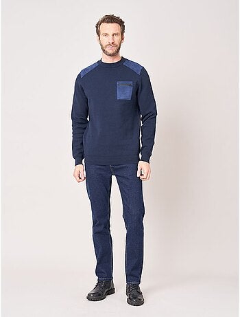 Pull regular homme col rond poche zippée 'deeluxe'