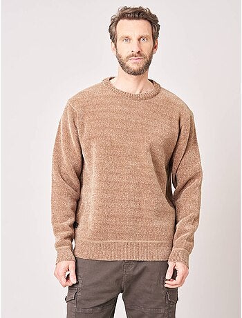 Pull regular homme en maille chenille douce 'deeluxe'