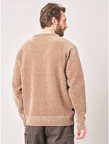 Pull regular homme en maille chenille douce 'deeluxe'