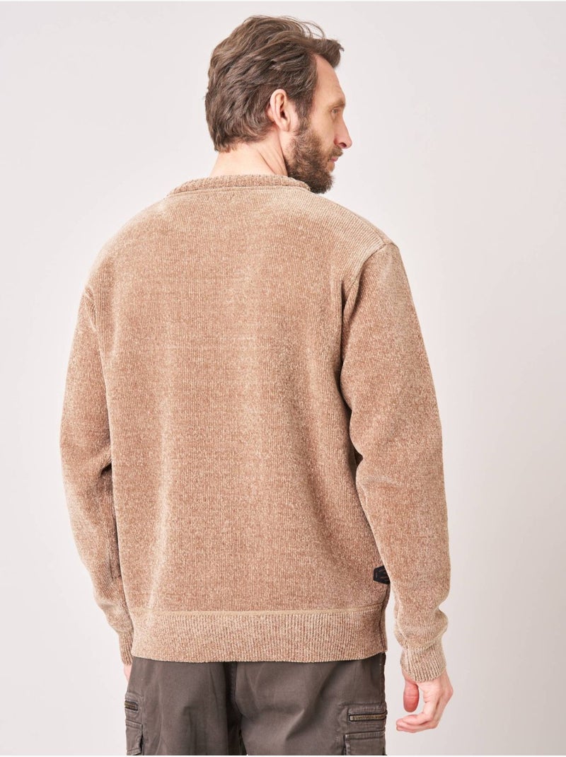 Pull regular homme en maille chenille douce 'deeluxe' Beige - Kiabi
