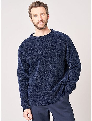 Pull regular homme en maille chenille douce 'deeluxe'