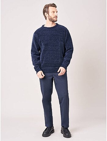 Pull regular homme en maille chenille douce 'deeluxe'